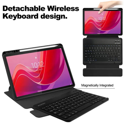 For Lenovo Tab M11 / Xiaoxin Pad 11 2024 Case PU+Acrylic Tablet Stand Cover with Bluetooth Keyboard