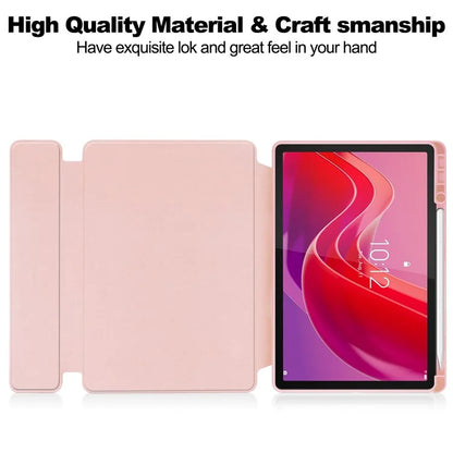For Lenovo Tab M11 / Xiaoxin Pad 11 2024 Case PU+Acrylic Tablet Stand Cover with Bluetooth Keyboard