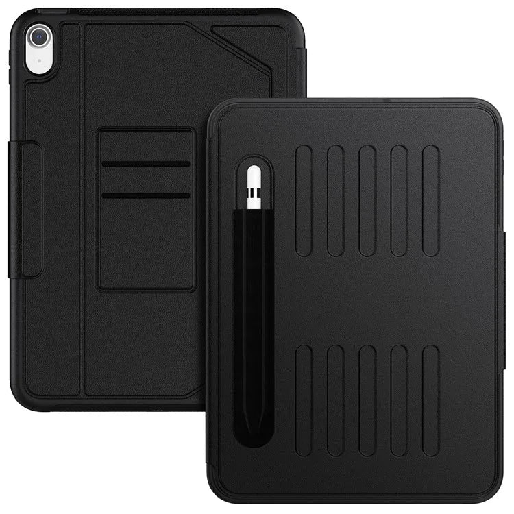 For iPad 10.9 (2022) A2696 Case with Card Holder, 5-Level Adjustable Stand Pen Slot Tablet Flip Cover