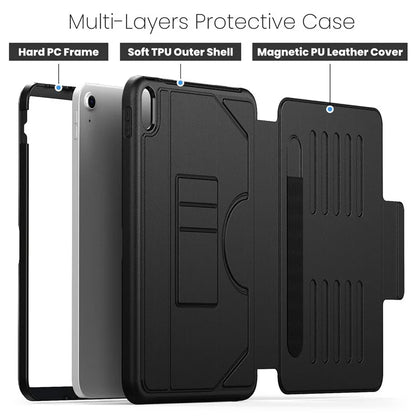 For iPad 10.9 (2022) A2696 Case with Card Holder, 5-Level Adjustable Stand Pen Slot Tablet Flip Cover