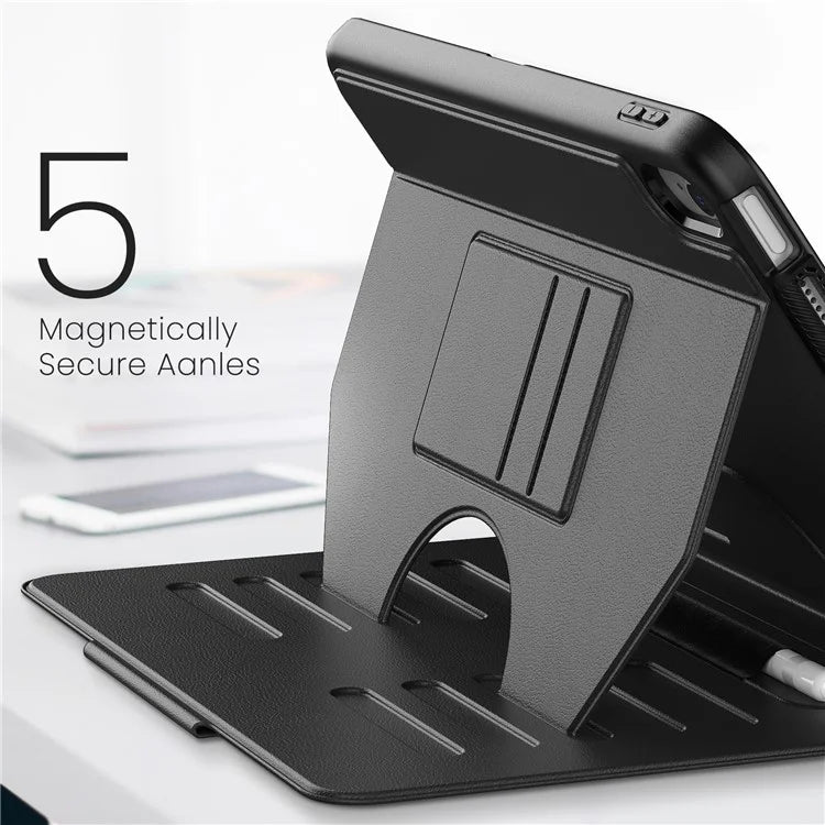 For iPad 10.9 (2022) A2696 Case with Card Holder, 5-Level Adjustable Stand Pen Slot Tablet Flip Cover