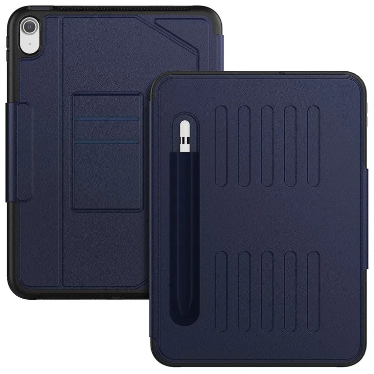 For iPad 10.9 (2022) A2696 Case with Card Holder, 5-Level Adjustable Stand Pen Slot Tablet Flip Cover