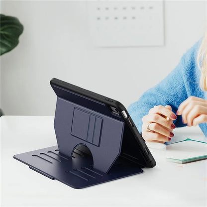 For iPad 10.9 (2022) A2696 Case with Card Holder, 5-Level Adjustable Stand Pen Slot Tablet Flip Cover