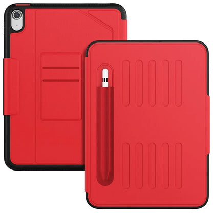 For iPad 10.9 (2022) A2696 Case with Card Holder, 5-Level Adjustable Stand Pen Slot Tablet Flip Cover