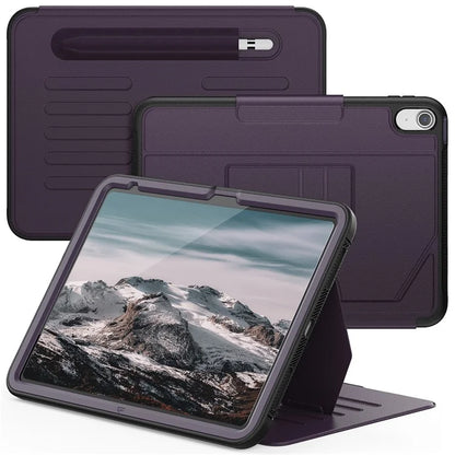 For iPad 10.9 (2022) A2696 Case with Card Holder, 5-Level Adjustable Stand Pen Slot Tablet Flip Cover