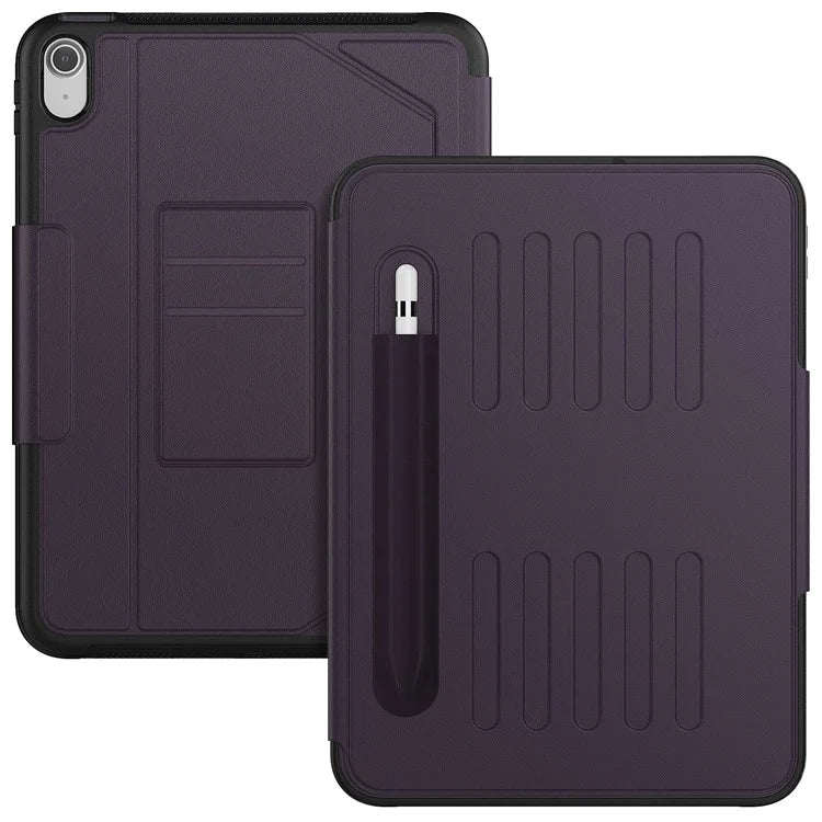 For iPad 10.9 (2022) A2696 Case with Card Holder, 5-Level Adjustable Stand Pen Slot Tablet Flip Cover