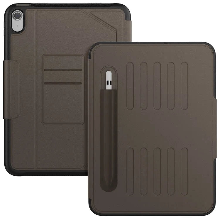 For iPad 10.9 (2022) A2696 Case with Card Holder, 5-Level Adjustable Stand Pen Slot Tablet Flip Cover