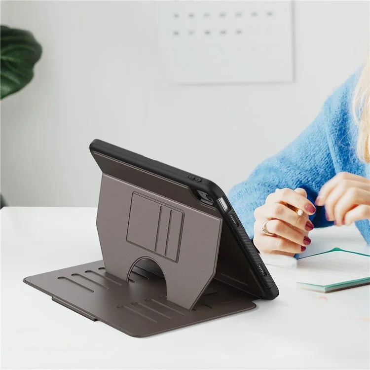 For iPad 10.9 (2022) A2696 Case with Card Holder, 5-Level Adjustable Stand Pen Slot Tablet Flip Cover