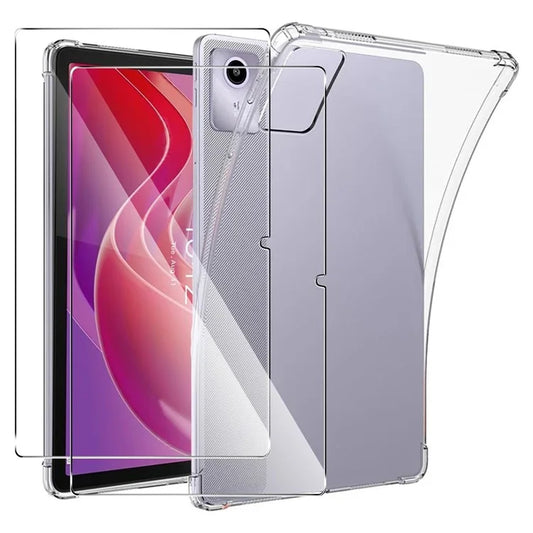For Lenovo Tab M11 / Xiaoxin Pad 11 2024 Clear TPU Tablet Case + 2Pcs Tempered Glass Screen Protector