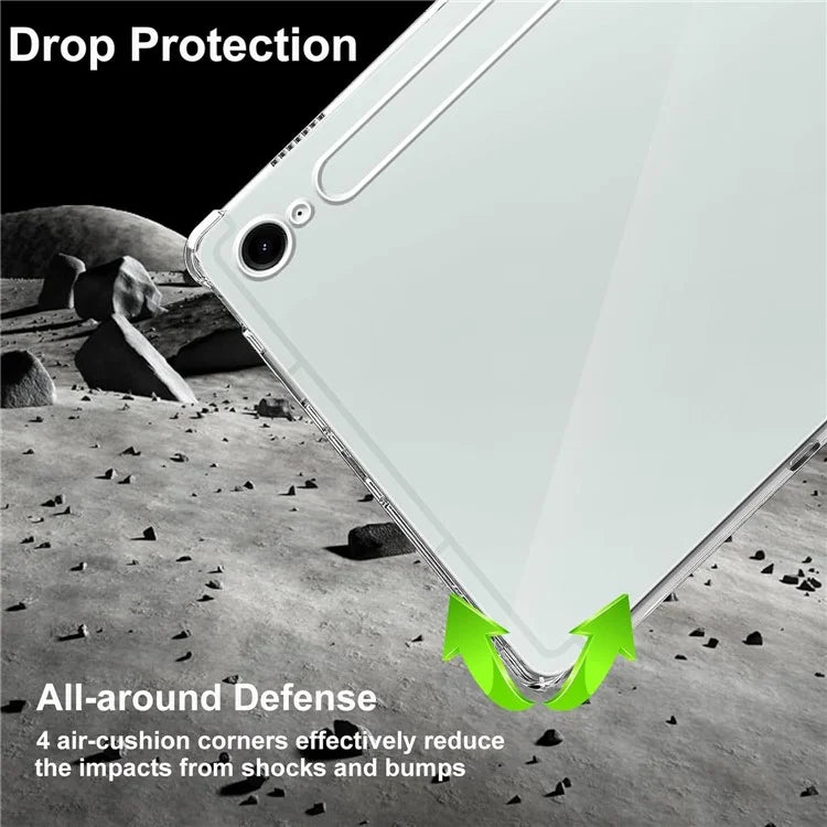 For Samsung Galaxy Tab S9 FE Case Clear TPU Tablet Cover + 2Pcs Tempered Glass Screen Protector