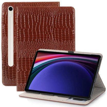 For Samsung Galaxy Tab S9 Case Stand Crocodile Texture PU Leather Folio Cover