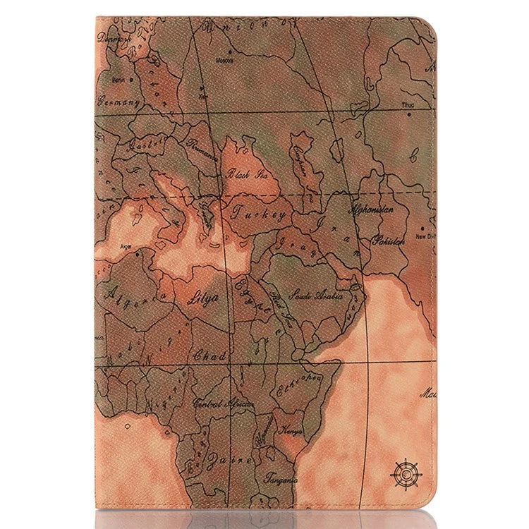 For Samsung Galaxy Tab S9 Wallet Case Map Pattern PU Leather Protective Tablet Cover