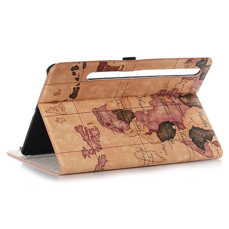 For Samsung Galaxy Tab S9 FE Protective Case Map Pattern PU Leather Tablet Wallet Cover