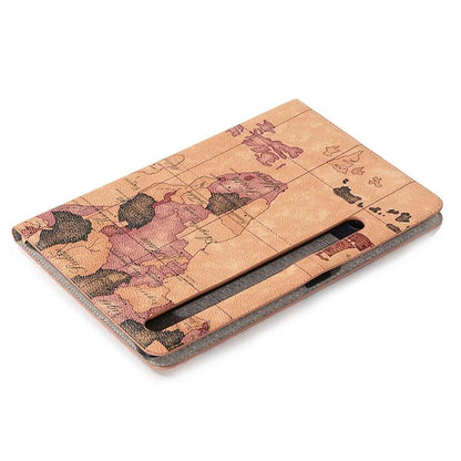 For Samsung Galaxy Tab S9 FE Protective Case Map Pattern PU Leather Tablet Wallet Cover
