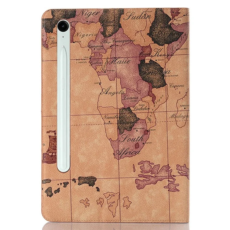 For Samsung Galaxy Tab S9 FE Protective Case Map Pattern PU Leather Tablet Wallet Cover