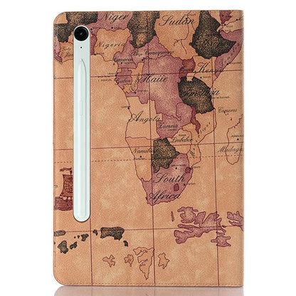 For Samsung Galaxy Tab S9 FE Protective Case Map Pattern PU Leather Tablet Wallet Cover