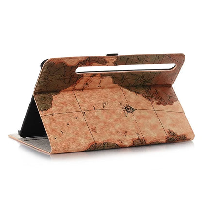 For Samsung Galaxy Tab S9 FE Protective Case Map Pattern PU Leather Tablet Wallet Cover