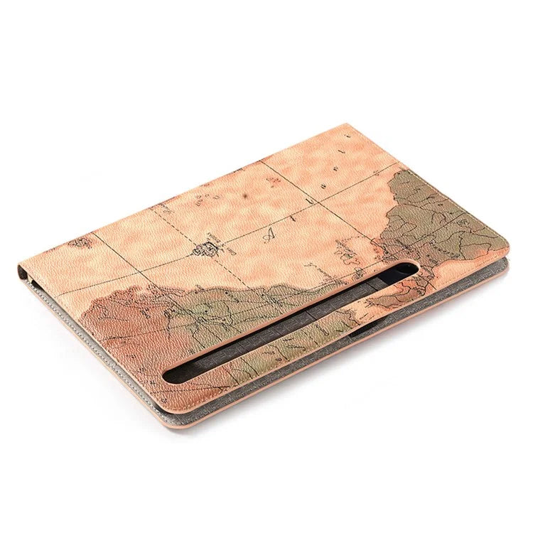 For Samsung Galaxy Tab S9 FE Protective Case Map Pattern PU Leather Tablet Wallet Cover