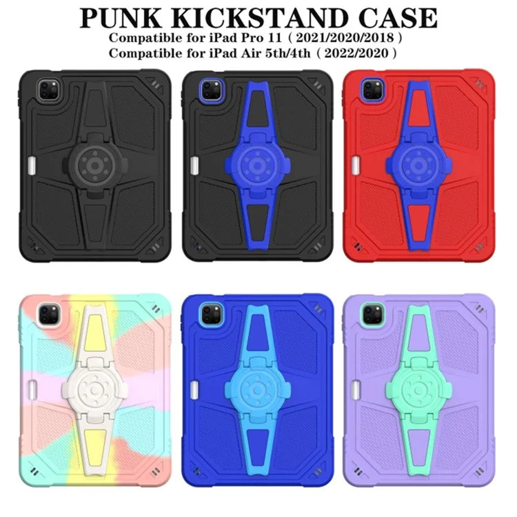 For iPad Air (2020) / (2022) / iPad Pro 11 (2020) / (2021) / (2022) Case PC+Silicone Kickstand Cover with Shoulder Strap