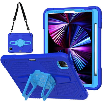 For iPad Air (2020) / (2022) / iPad Pro 11 (2020) / (2021) / (2022) Case PC+Silicone Kickstand Cover with Shoulder Strap
