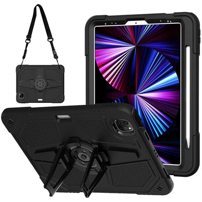 For iPad Air (2020) / (2022) / iPad Pro 11 (2020) / (2021) / (2022) Case PC+Silicone Kickstand Cover with Shoulder Strap
