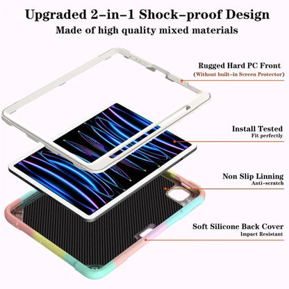 For iPad Air (2020) / (2022) / iPad Pro 11 (2020) / (2021) / (2022) Case PC+Silicone Kickstand Cover with Shoulder Strap+Blue