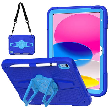 For iPad 10.9 (2022) Kickstand Case PC+Silicone Anti-drop Tablet Cover with Shoulder Strap