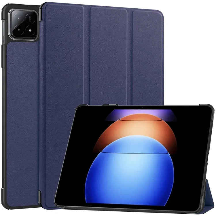 For Xiaomi Pad 6S Pro 12.4 Leather Case Tri-fold Stand Auto Wake / Sleep Smart Shell