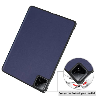 For Xiaomi Pad 6S Pro 12.4 Leather Case Tri-fold Stand Auto Wake / Sleep Smart Shell