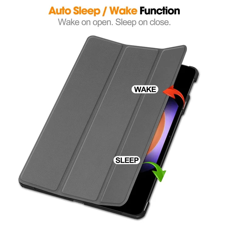 For Xiaomi Pad 6S Pro 12.4 Leather Case Tri-fold Stand Auto Wake / Sleep Smart Shell