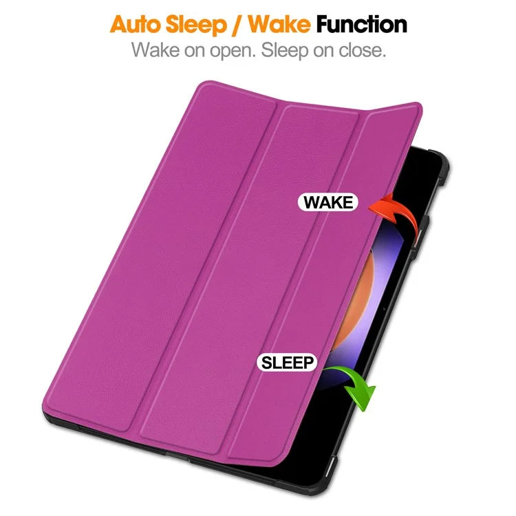 For Xiaomi Pad 6S Pro 12.4 Leather Case Tri-fold Stand Auto Wake / Sleep Smart Shell