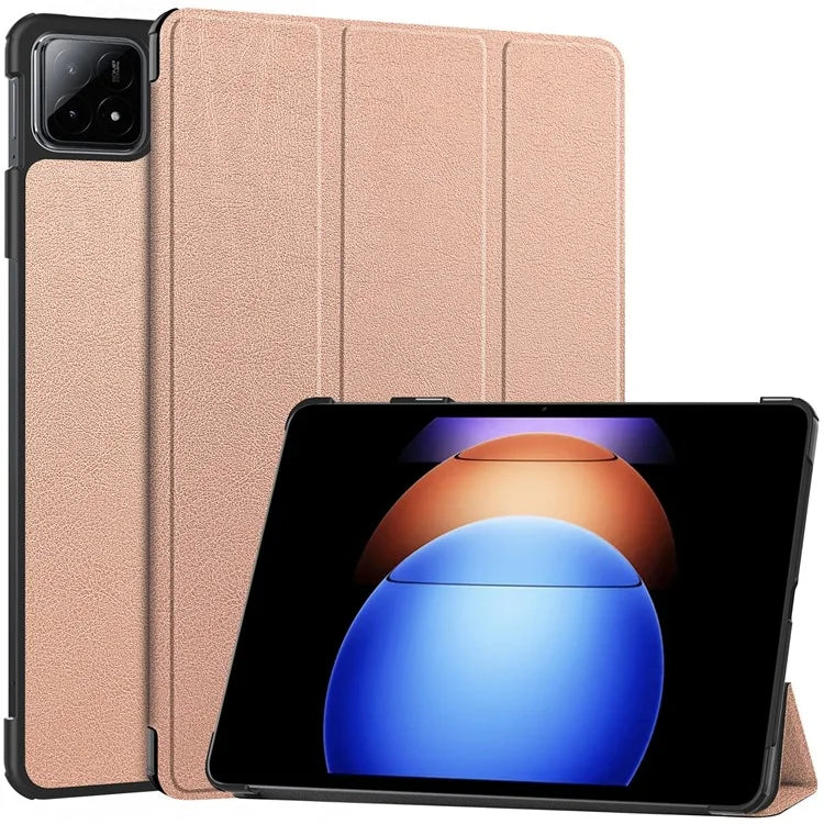 For Xiaomi Pad 6S Pro 12.4 Leather Case Tri-fold Stand Auto Wake / Sleep Smart Shell