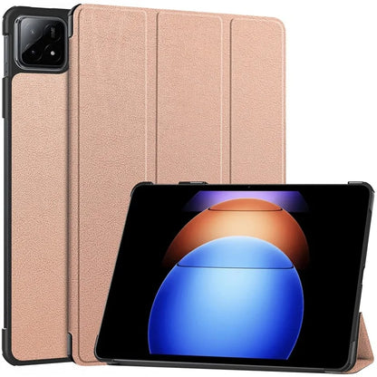 For Xiaomi Pad 6S Pro 12.4 Leather Case Tri-fold Stand Auto Wake / Sleep Smart Shell