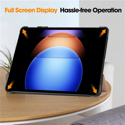For Xiaomi Pad 6S Pro 12.4 Leather Case Tri-fold Stand Auto Wake / Sleep Smart Shell