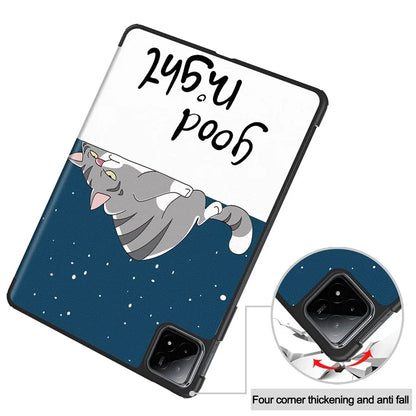 For Xiaomi Pad 6S Pro 12.4 Leather Case Trifold Stand Pattern Printing Tablet Cover