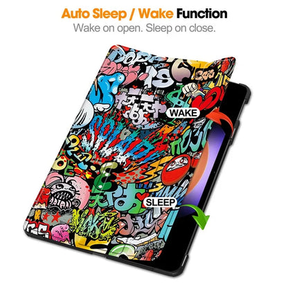 For Xiaomi Pad 6S Pro 12.4 Leather Case Trifold Stand Pattern Printing Tablet Cover
