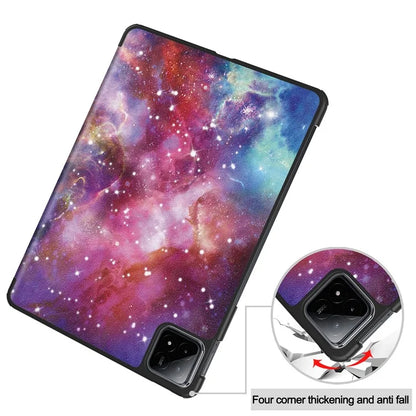 For Xiaomi Pad 6S Pro 12.4 Leather Case Trifold Stand Pattern Printing Tablet Cover