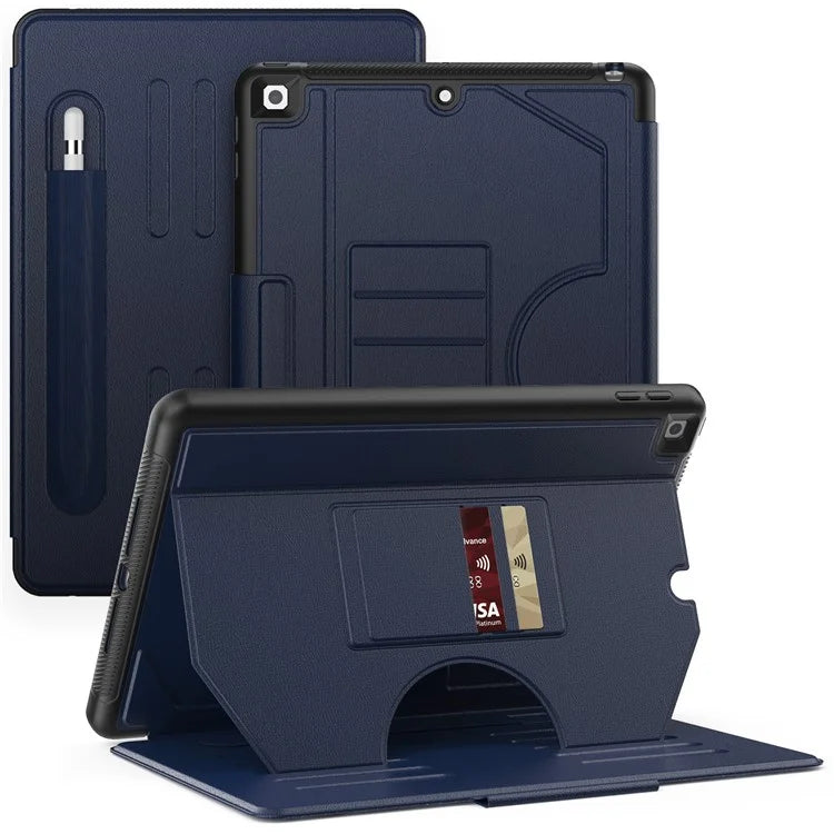 For iPad 10.2 (2021) / 10.2 (2019) / 10.2 (2020) Case Shockproof Card Holder Flip Tablet Cover with Pen Slot
