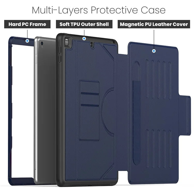 For iPad 10.2 (2021) / 10.2 (2019) / 10.2 (2020) Case Shockproof Card Holder Flip Tablet Cover with Pen Slot
