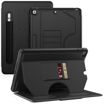 For iPad 10.2 (2021) / 10.2 (2019) / 10.2 (2020) Case Shockproof Card Holder Flip Tablet Cover with Pen Slot
