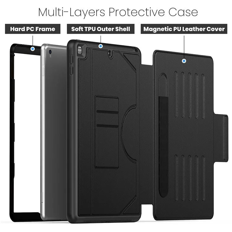 For iPad 10.2 (2021) / 10.2 (2019) / 10.2 (2020) Case Shockproof Card Holder Flip Tablet Cover with Pen Slot