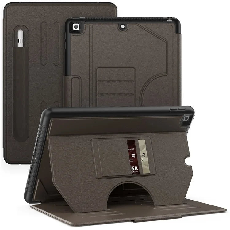 For iPad 10.2 (2021) / 10.2 (2019) / 10.2 (2020) Case Shockproof Card Holder Flip Tablet Cover with Pen Slot