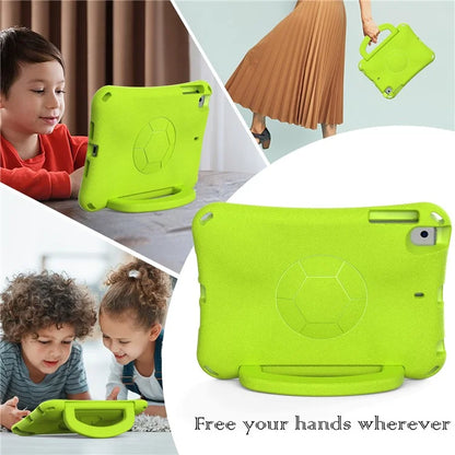 For iPad Mini / Mini 2 / mini 3 / mini 4 / mini (2019) 7.9 inch Kickstand Case Soccer-Pattern EVA Tablet Hard Cover