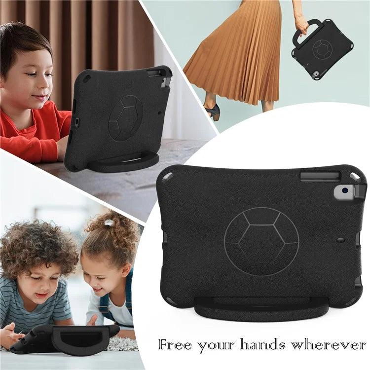 For iPad Mini / Mini 2 / mini 3 / mini 4 / mini (2019) 7.9 inch Kickstand Case Soccer-Pattern EVA Tablet Hard Cover