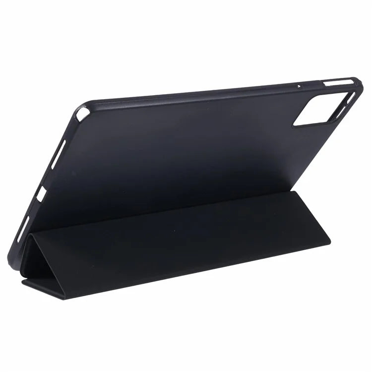 For Lenovo Tab M11 / Xiaoxin Pad 11 2024 Case Leather+Silicone Tri-fold Stand Shell Tablet Cover