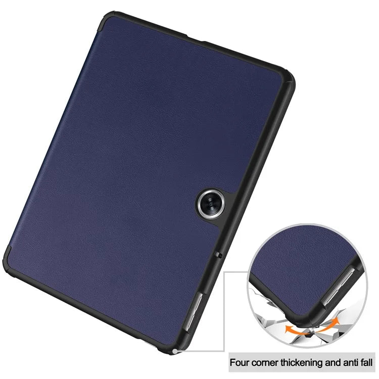 For Oppo Pad Air 2 Case PC+Leather Auto Wake Sleep Protective Shell with Tri-fold Stand
