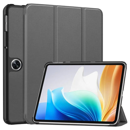 For Oppo Pad Air 2 Case PC+Leather Auto Wake Sleep Protective Shell with Tri-fold Stand