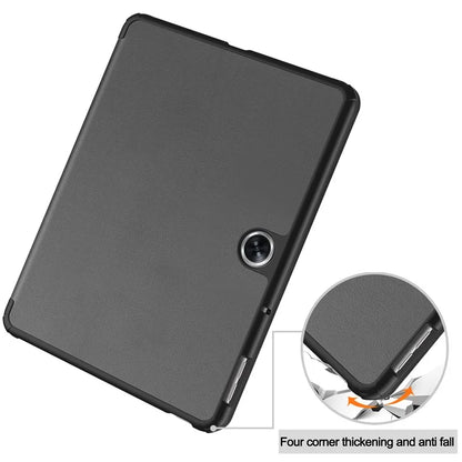For Oppo Pad Air 2 Case PC+Leather Auto Wake Sleep Protective Shell with Tri-fold Stand