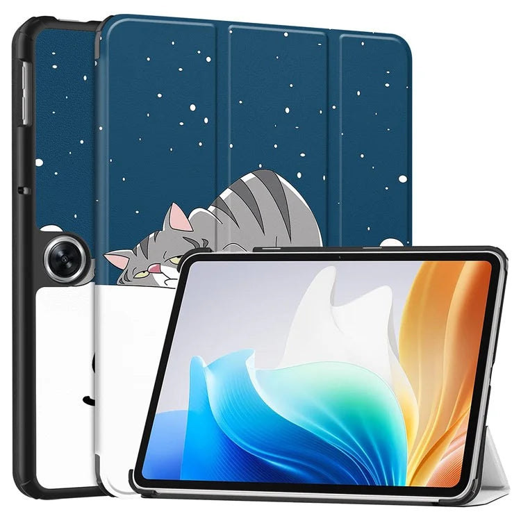 For Oppo Pad Air 2 Tablet Case Trifold Stand Pattern Printing Drop-proof Cover