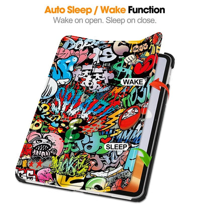 For Oppo Pad Air 2 Tablet Case Trifold Stand Pattern Printing Drop-proof Cover